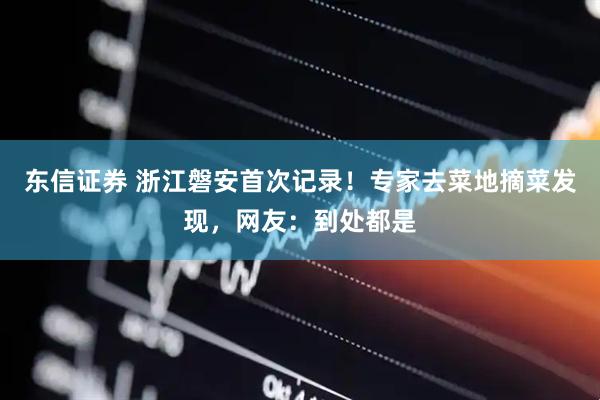东信证券 浙江磐安首次记录！专家去菜地摘菜发现，网友：到处都是