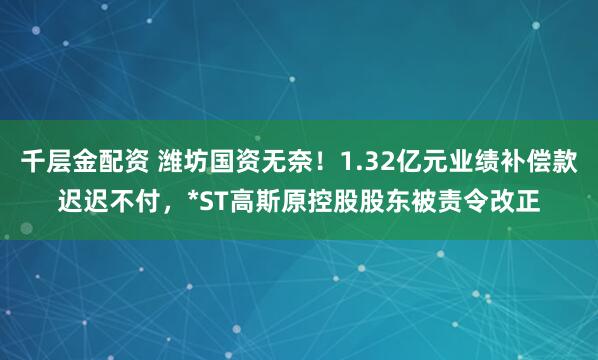 千层金配资 潍坊国资无奈！1.32亿元业绩补偿款迟迟不付，*ST高斯原控股股东被责令改正