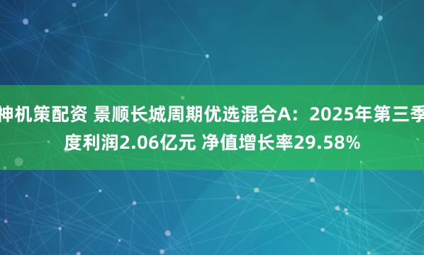 神机策配资 景顺长城周期优选混合A：2025年第三季度利润2.06亿元 净值增长率29.58%