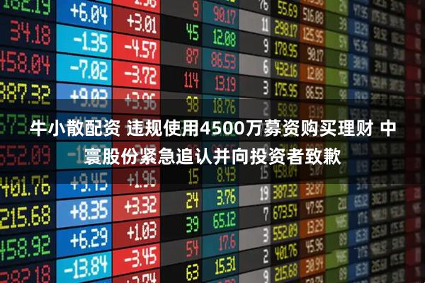 牛小散配资 违规使用4500万募资购买理财 中寰股份紧急追认并向投资者致歉